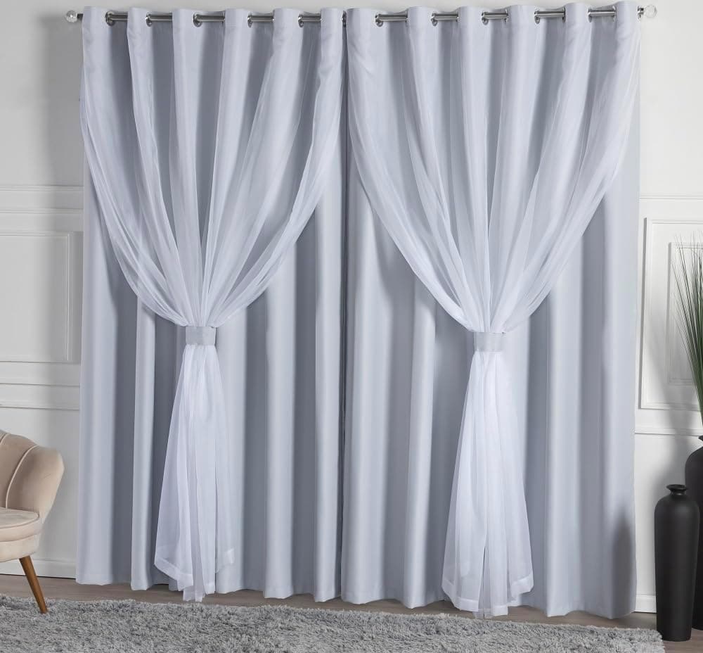 Cortina Solaris Blackout de Tecido com Voil 3,00 x 2,50 m