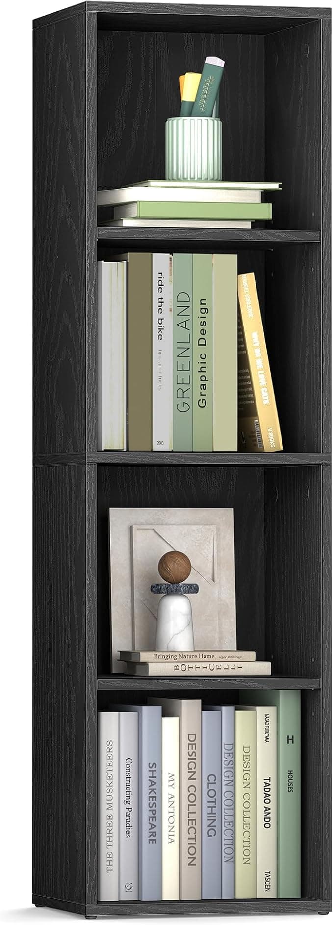 Estante de Livros VASAGLE 4 Níveis Cubos Preto Ébano