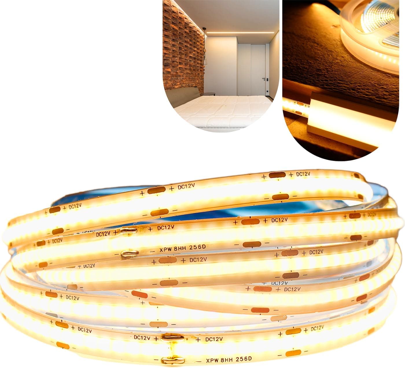 Fita COB Super LED RY 5 m 320 LEDs/m 12V Branco Quente