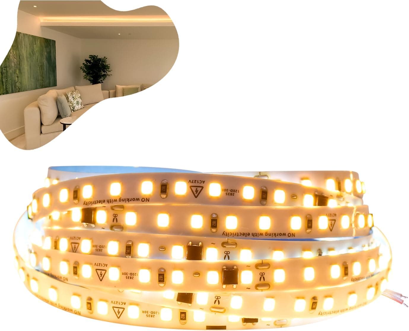 Fita LED RY 110V/220V Direta 10 m 120 LEDs/m Branco Quente