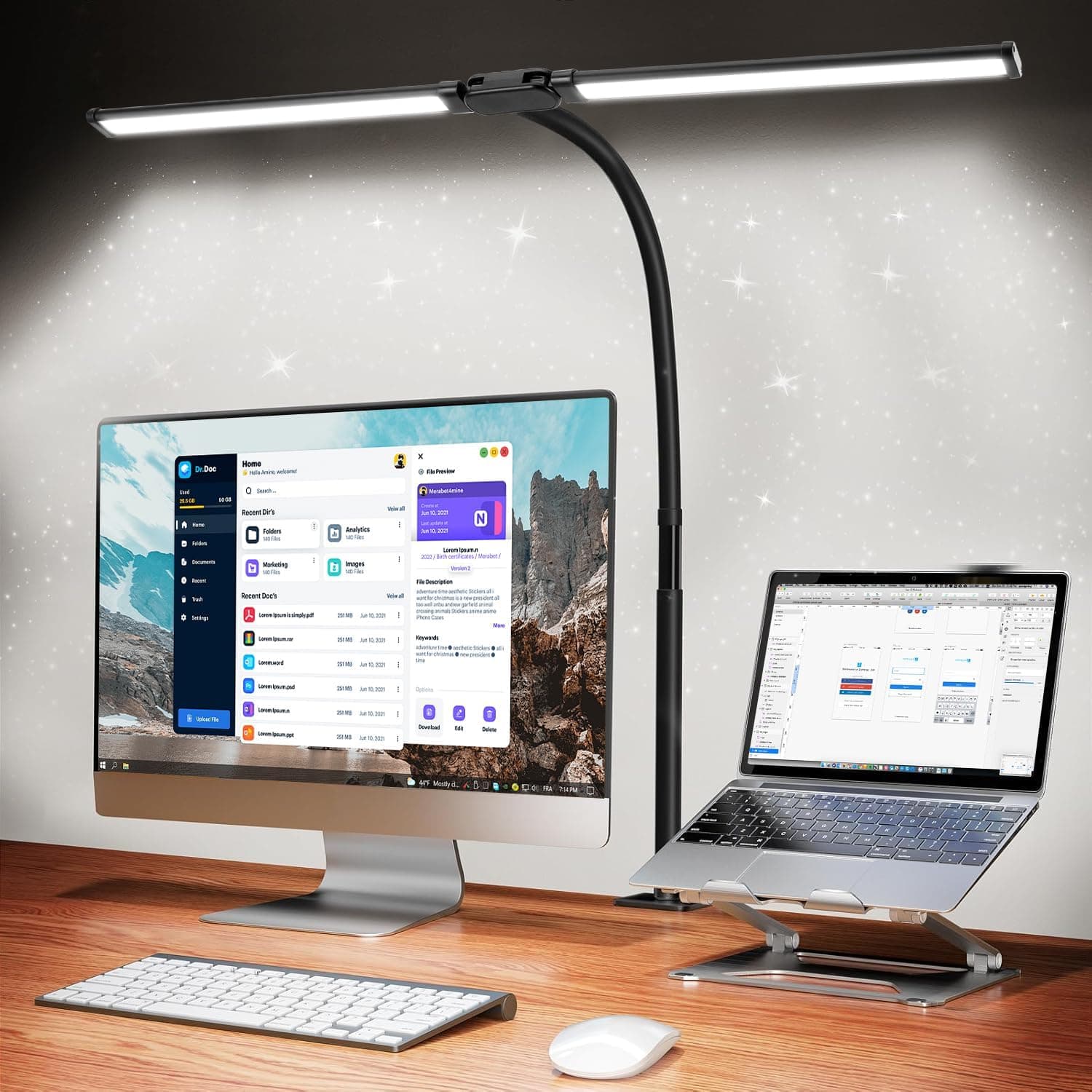 Luminária de Mesa LED QBuen com Barra Dupla 76 cm