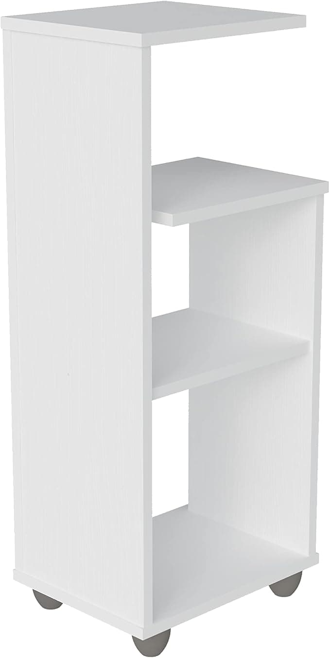 Mesa Lateral de Apoio Artely Bis Branca Vertical com Prateleiras