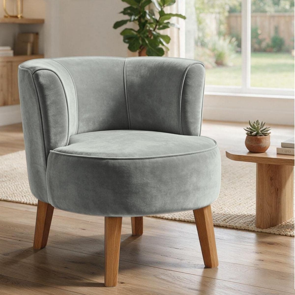 Poltrona Decorativa MOBLAN Veludo (Cinza)